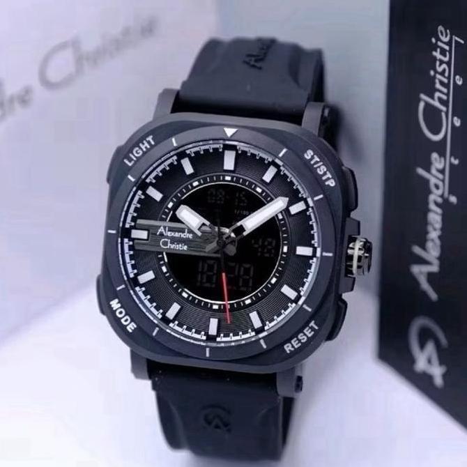 Promo AC 9501 Jam tangan pria Alexandre Christie 9501 Dual Time Luminous Digital Watch COD