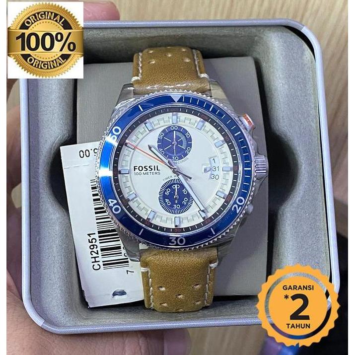 Promo CH2951 Wakefieldd Chronograph Brown Leather Strap original COD