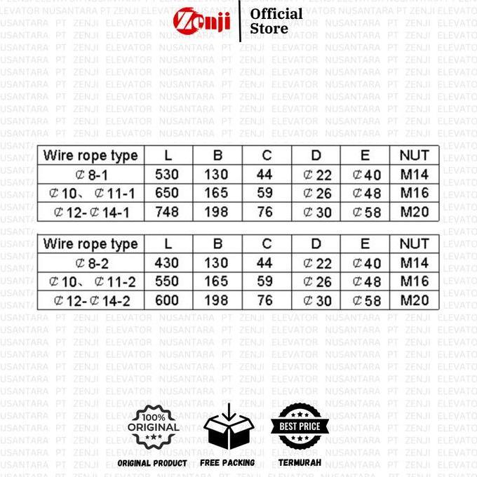 Promo Elevator Rope Fastening Hdw / Sakel Rope / Timble Rope Cod