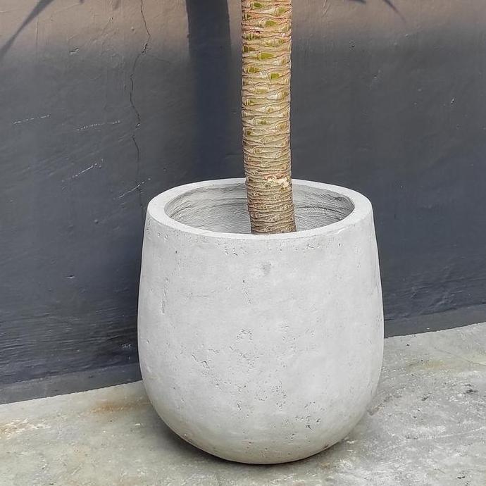 Terlaris Pot Concrete Raw Natural 50 Rounded | Pot Tanaman - Pot Tanaman Hias - Pot Teraso - Pot Ter