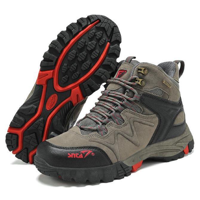 Sepatu Gunung Snta 496 Grey Red Semi Wateroof Tali Cadangan Outdoor