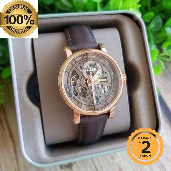 Promo ME3089 Boyfriend Automatic Gray Skeleton Dial Gray Leather original COD