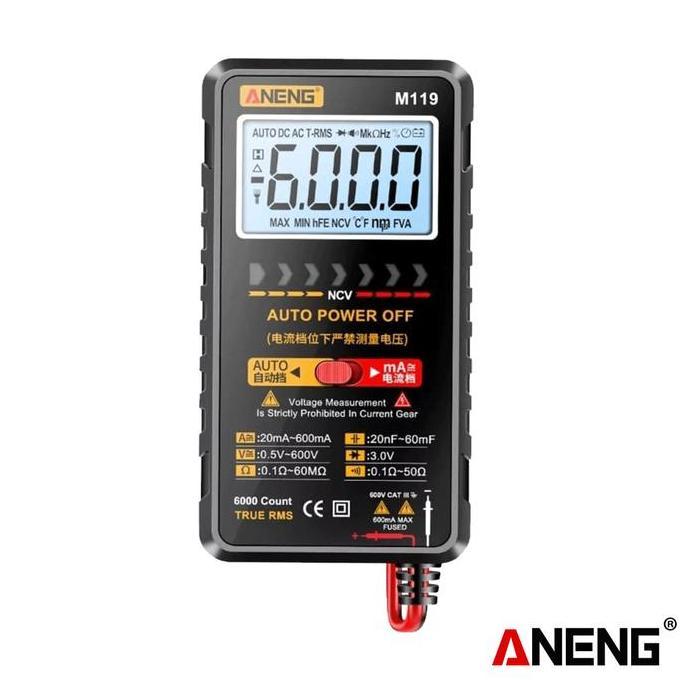 Aneng M119 Portable Digital Multimeter Count 6000 Transistor Original