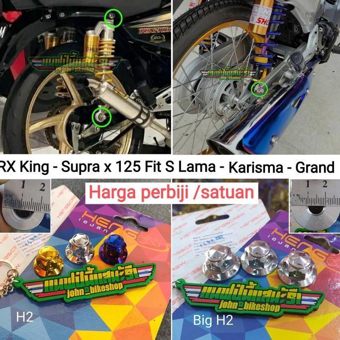 Mur 14 M10 Topi Probolt Dudukan Shock RX King Supra Gold Blue Crom