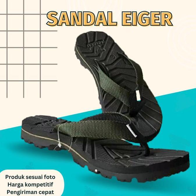 DB150 - sandal jepit gunung eiger outdoor pria wanita termurah - sandal karet Hitam