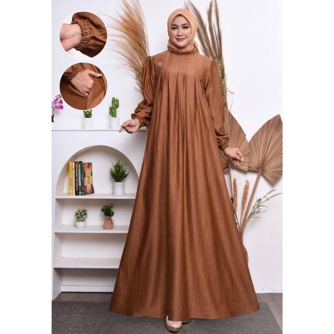 Terbaru Gamis Kondangan Terlaris Cringkle Silk Sutra Premium Dress Pesta Mewah Standar Jumbo