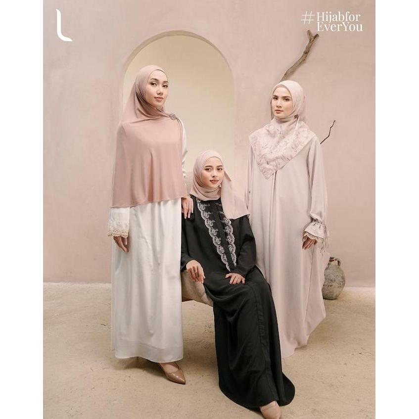Terbaru Elzatta Abaya Mecca Lengan Lace Gamis Abaya Jubah Dewasa Polos Hitam Putih Umrah Haji Bahan 