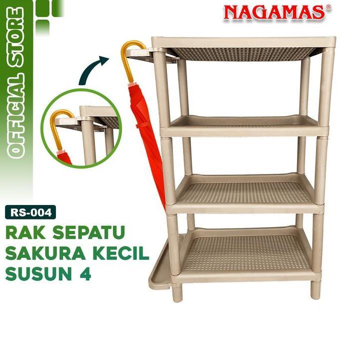 NAGAMAS Rak Sepatu premium Sakura Kecil Susun 4 / Rak Sepatu 4 Susun / Rak Susun Serbaguna Plastik