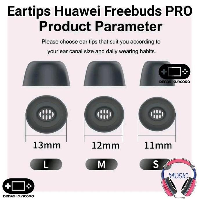 DE9 >> Eartips Huawei Freebuds PRO silicone silicon eartip replacement rubber huawei freebuds pro