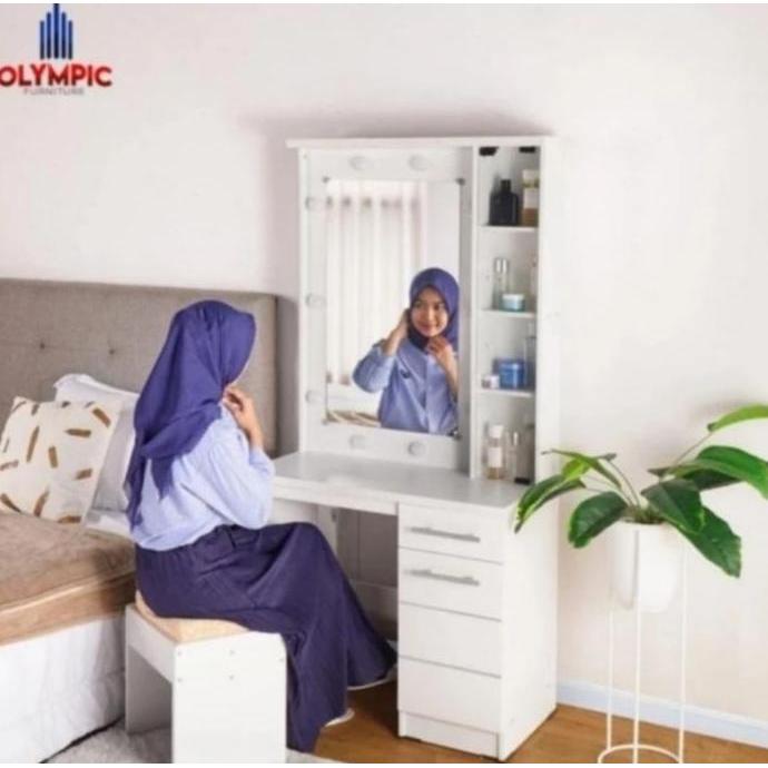 Meja rias minimalis putih Lampu BANDUNG