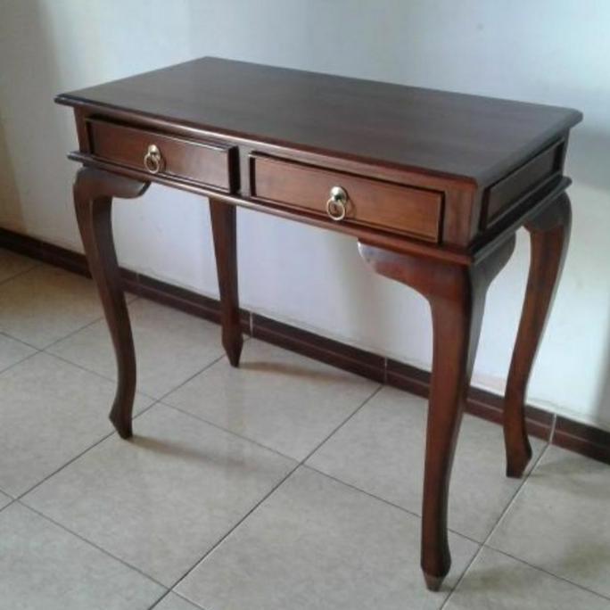 Meja Konsul Jati Polos Redy Stok, Meja Tembok Kaki Garengan
