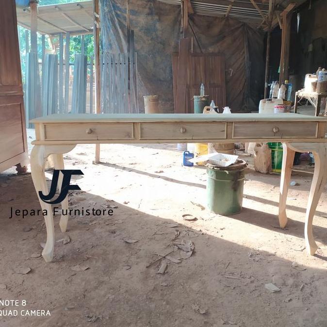 Meja Konsul Garengan 3 Laci Kayu Jati