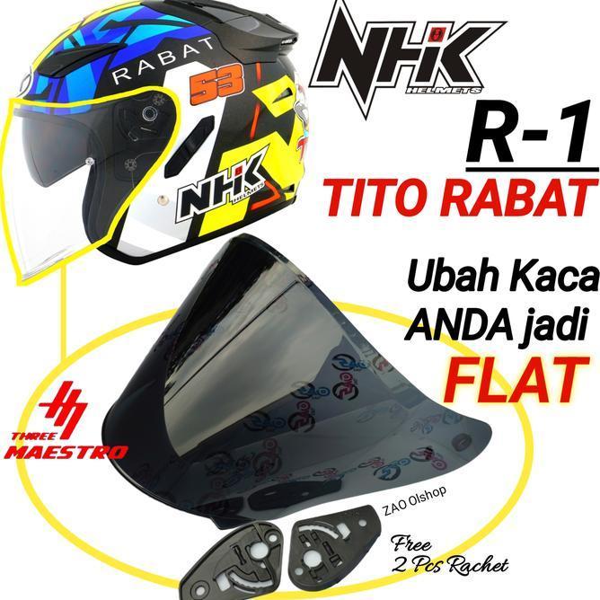 Kaca Helm Flat Visor Nhk R1 Tito Rabat Visorflat Nhk R1 Clear Rone Putih R1 Tito Rabat Smoke Iridium