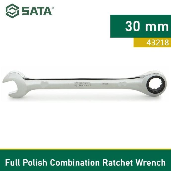 HIMIKO Kunci Ring Pas 30mm SATA 43218 Full Polish Combination Ratchet Wrench