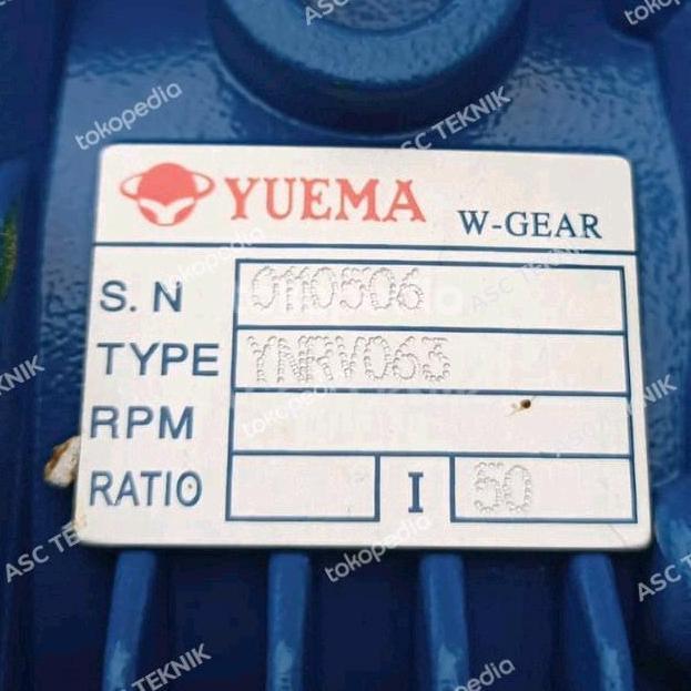 Tersedia Gear Box Worm Gear Yuema Nrv E 063 Ratio 10 - 100