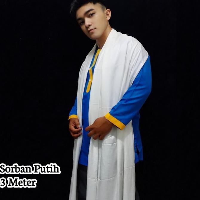 Sorban Rayon Putih Panjang 3Meter Lebar 1Meter Sorban Habib Ustadz