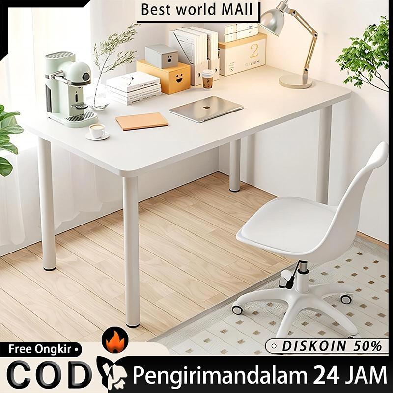Meja Belajar Kayu/Putih 140Cm Meja Kerja Minimalis Meja Kantor Besi Meja Putih Meja Komputer Office 