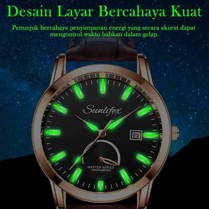 Sunlifex Jam Tangan Pria Original Kuarsa Klasik Santai Calendar Jam