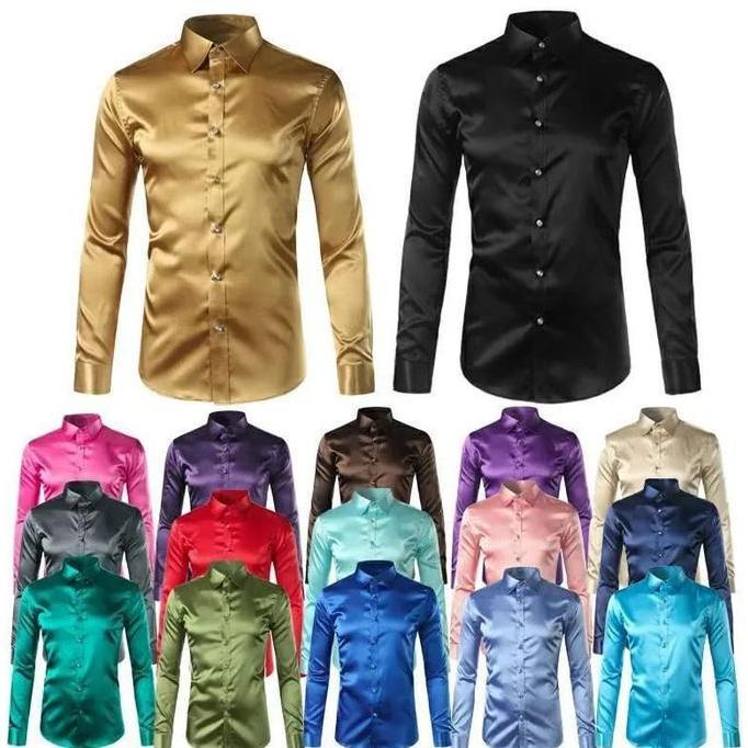 KEMEJA SATIN PRIA ukuran XS sampai JUMBO/ Kemeja Kondangan Pria KS