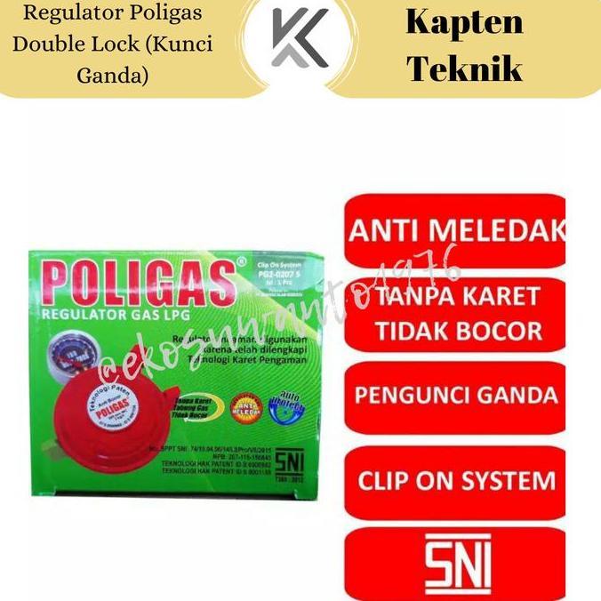 Regulator kompor gas, merk poligas double lock (Kunci Ganda)