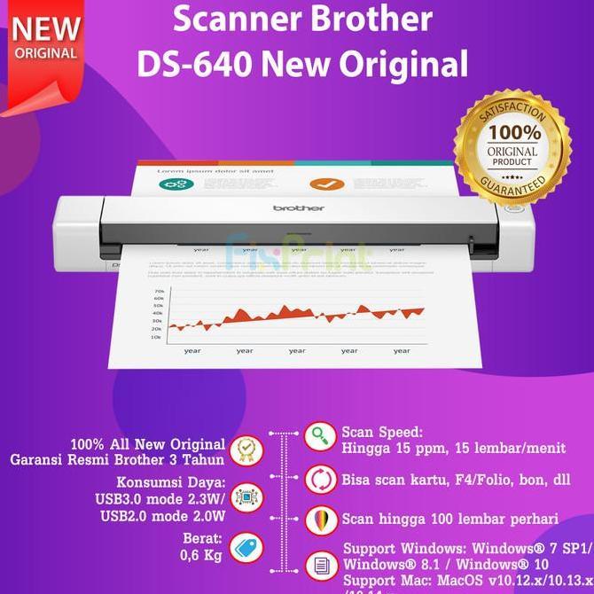 BROTHER Scanner DS640 Portabel Compact Mobile Scanner Brother DS 640