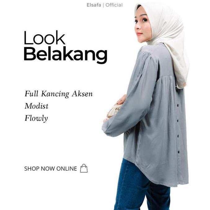 Elsafahijabstyle - Delica Blouse Rayon Twill Premium Matterial Rayon Twill Atasan Wanita  Muslim Blu