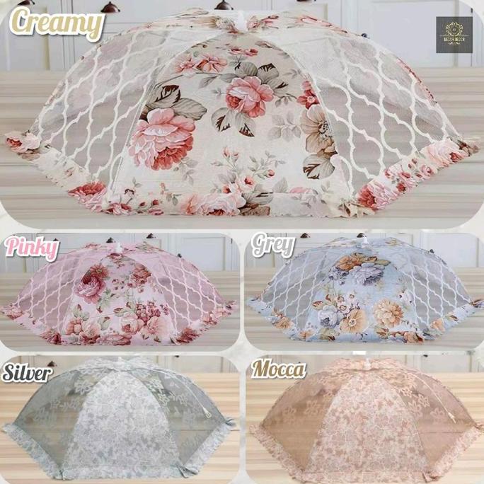 Tudung Saji Tarik Lipat Bulat Persegi Umbrella Food Cover Tudung Saji Shabby Chic Lipat Bisa Dicuci