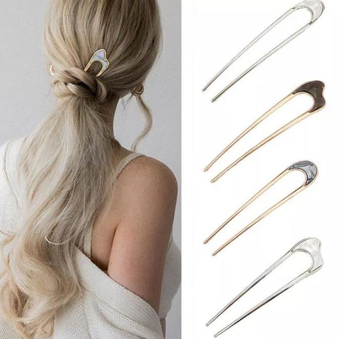 CR - Tusuk Sanggul Bentuk U Jepit Rambut Gaya Jepang Vintage Bahan Metal TERLARIS