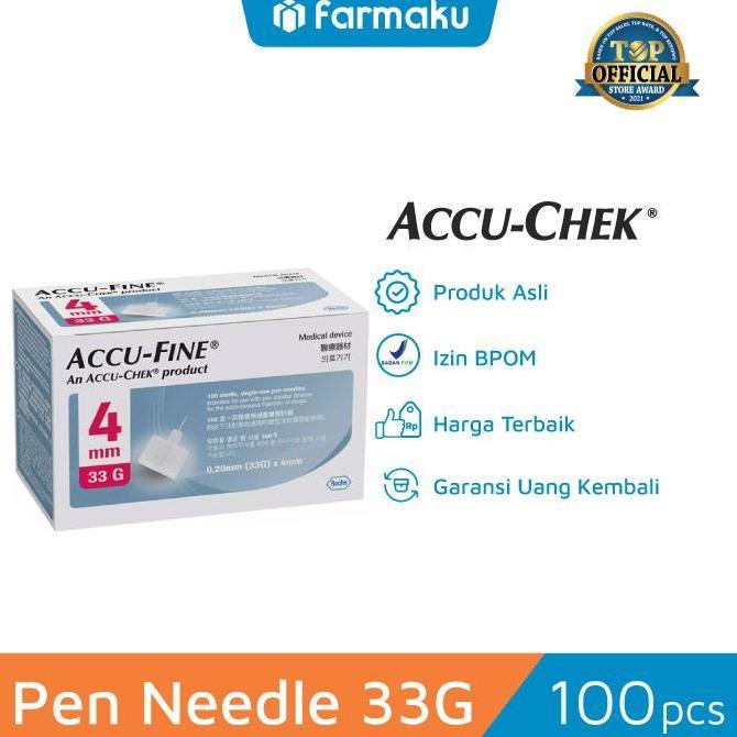 Accu-Fine Pen Needle / Jarum Insulin 33G 4mm by Accu-Chek