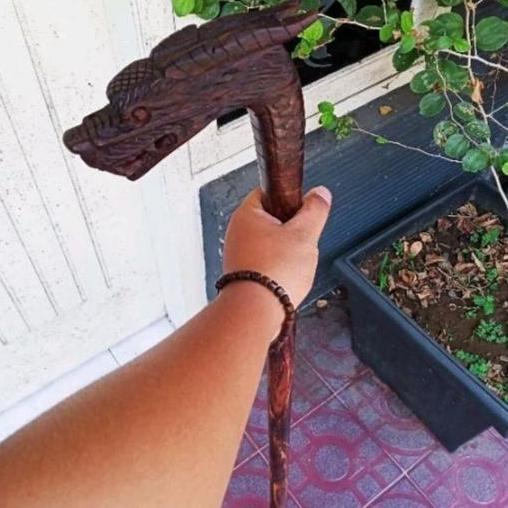 tongkat galih asem ukir naga tongkat jalan kayu galih asem