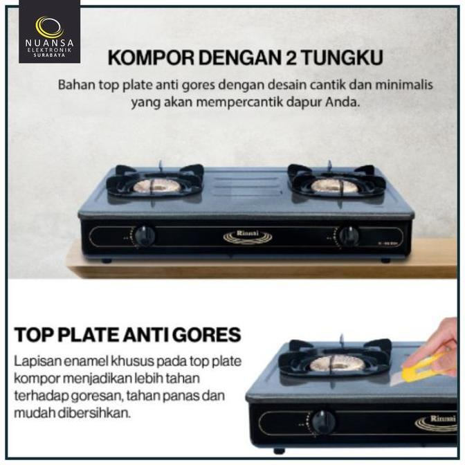 RINNAI Kompor Gas RI-602BGX / RI 602 BGX 2 Tungku Stove Api Tornado Garansi 5 Tahun