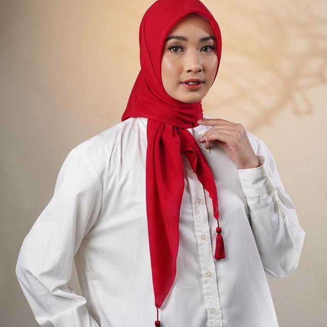 Napocut Plain Paris Tassel Jilbab Segi Empat Muslim