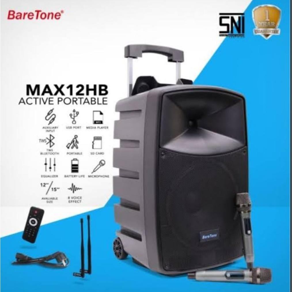 Speaker Portable BARETONE MAX12HB 12 Inch Original BARETONE