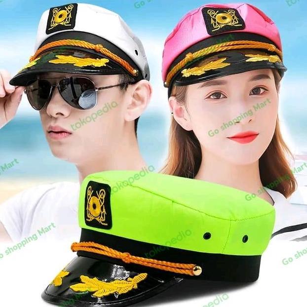 DV254 - Topi Pelaut Bahan Katun  Warna Putih Untuk Pria Dan Wanita