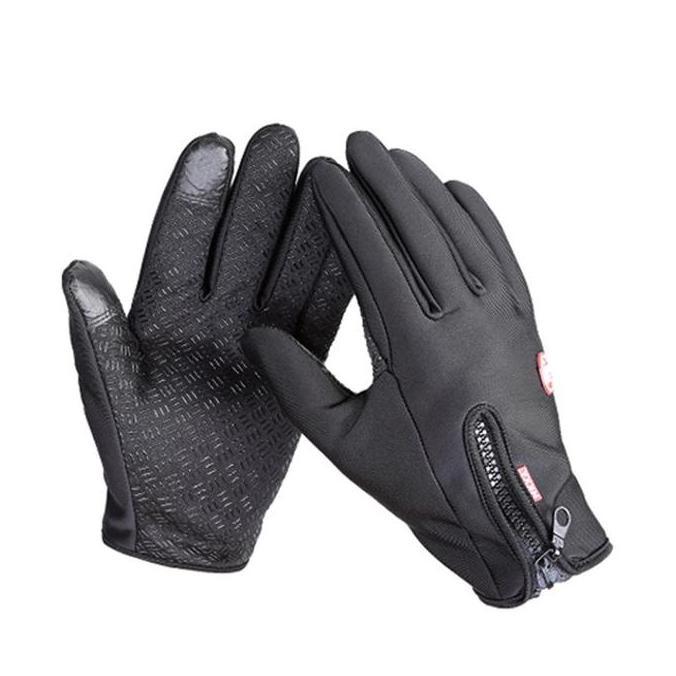 DS382 - [COD]Sarung Tangan Sepeda Motor Anti Slip Layar Sentuh Dengan Resleting Anti Air
