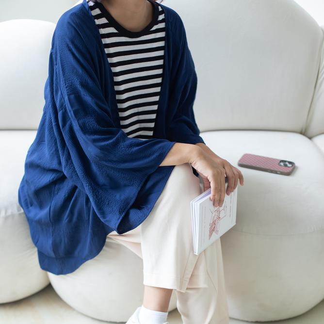 Ixora Seona Kimono Outer - Outerwear Blazer Cardigan Fashion Wanita Terkini Merah Panjang Crinkle At