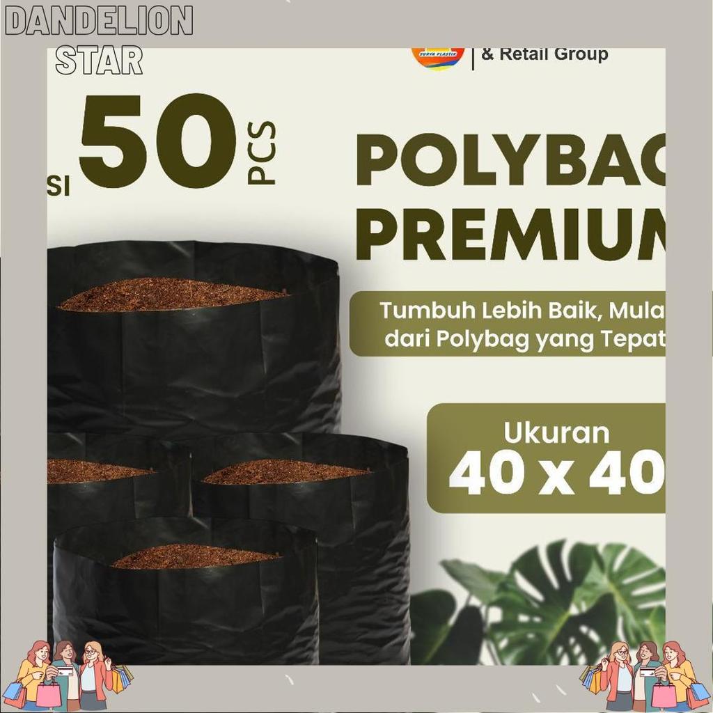 Polybag Hitam Premium40 X 40 Isi 50 Lembar - Polybag Premium Hita,/Hitam Murah