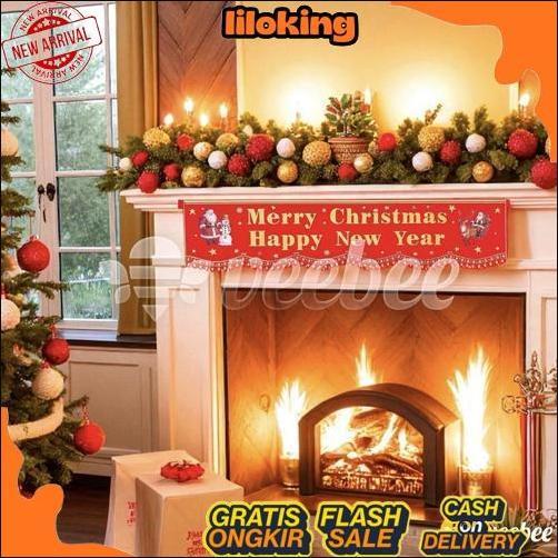 Paling Murah Banner Bludru Merry Christmas | Tulisan Merry Christmas | Tulisan Bludru | Kain