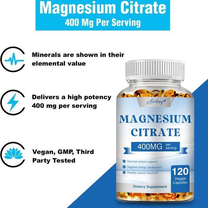 Airboy-Magnesium Sitrat-Bahan Alami-Suplemen-Kaya Magnesium, Natrium Kroskarmelosa, Asam Stearat, Ma