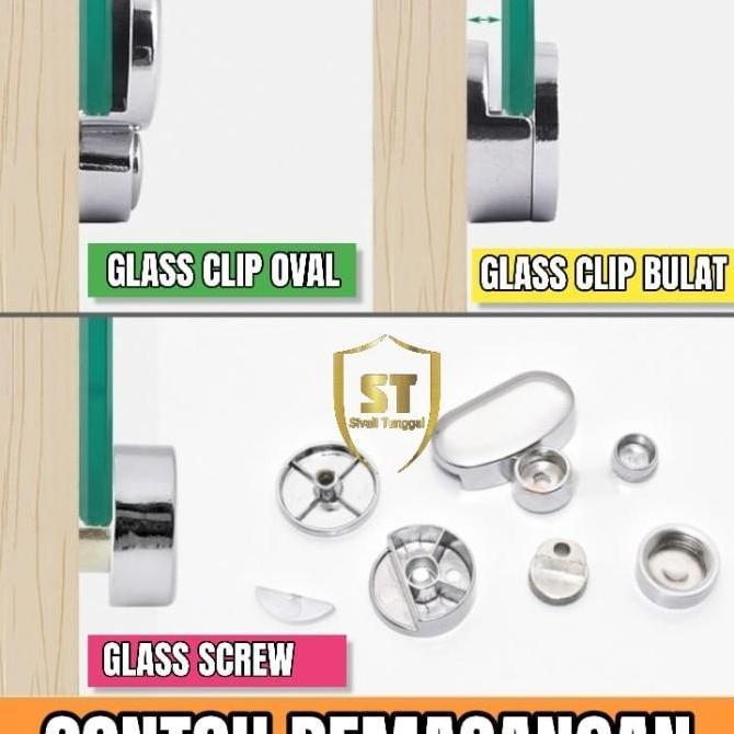 GLASS CLIP/KLEM PENJEPIT KACA CERMIN DINDING/MIRROR HOLDER SILVER