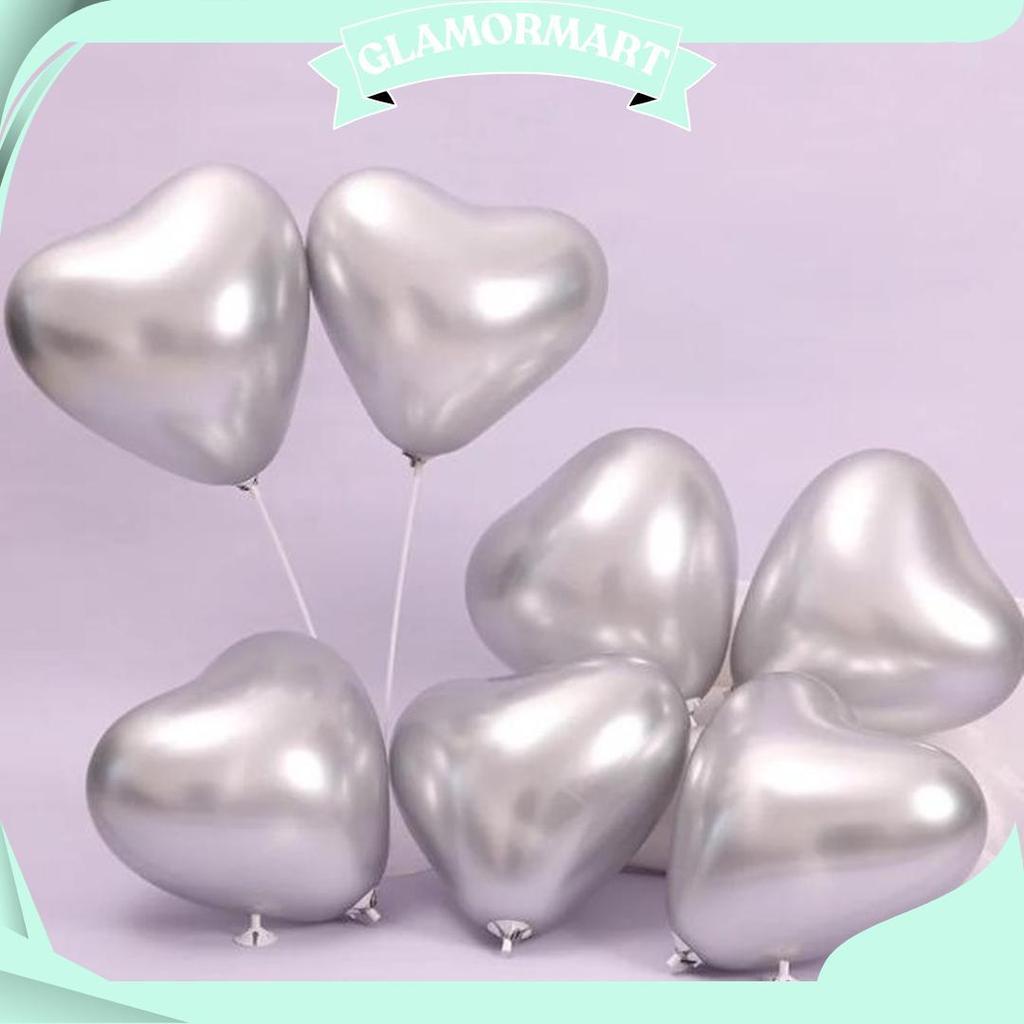 Balon Latex Metalik Chrome Love / Latex Chrome Bentuk Love 12Inch Ip Ori