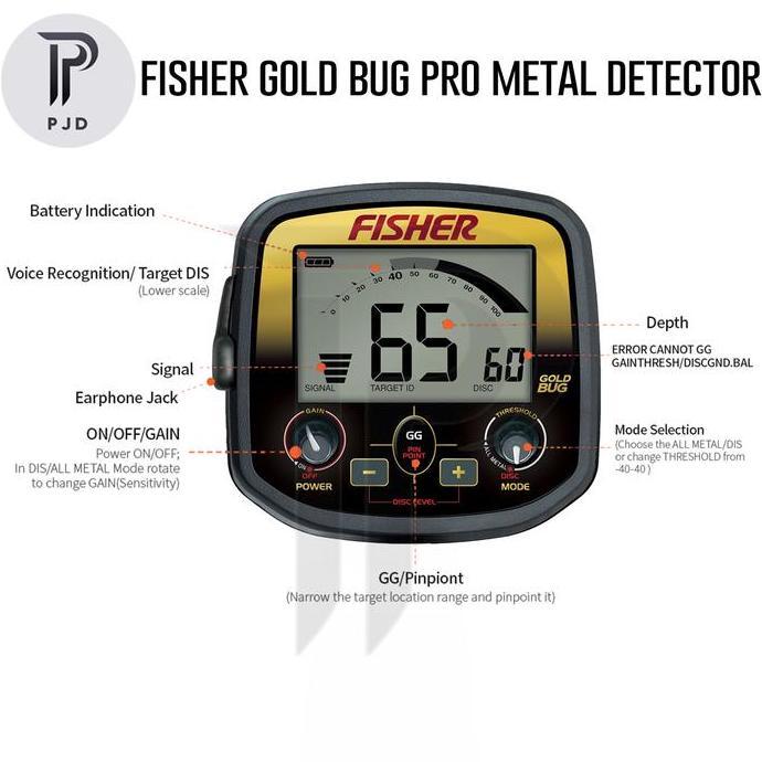 FISHER Gold Bug Pro Gold Silver Metal Detektor Detector Emas Logam ORI