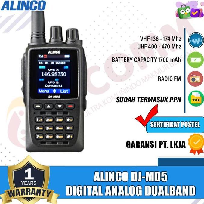 Sale Alinco Dj Md 5 Dj-Md5 Dmr Dualband Vhf Uhf 400 Ht Digital Alinco Dj Md5 Dj Md 5 Original Garans