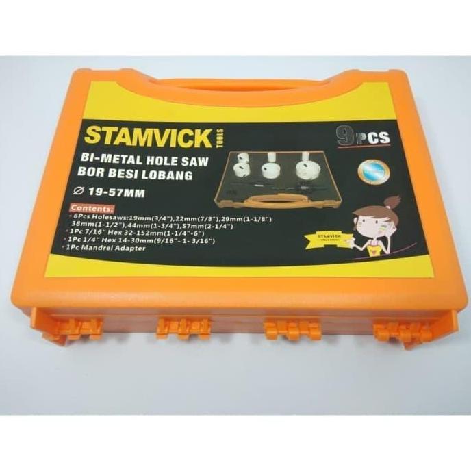 STAMVICK Hole Saw Besi KAYU PVC Set Mata Bor Pelubang Besi 9PC 19-57MM