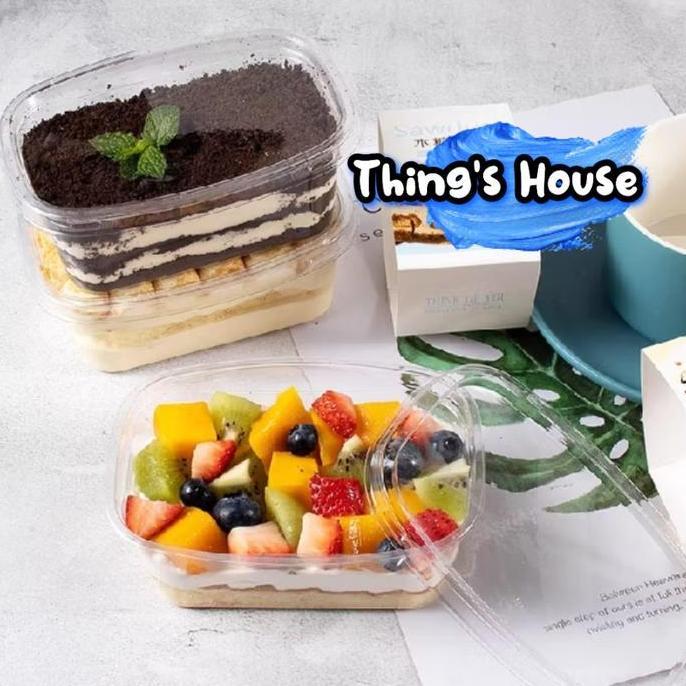 10pcs - 300ml Oval Dessert Box Mika Tempat Tiramisu Cake es Buah Es Camput Teler