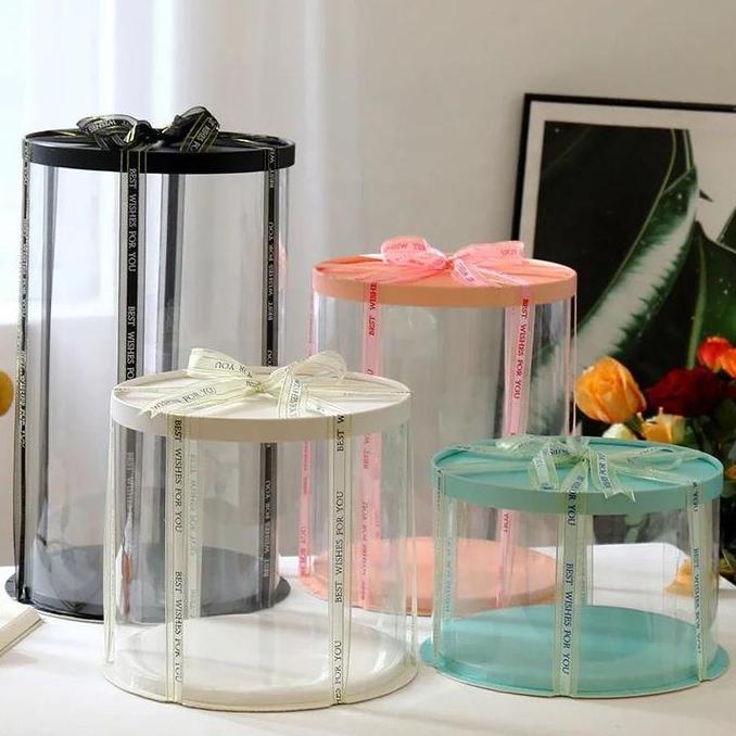 KOTAK KUE MIKA TRANSPARAN BENTUK LINGKARAN CAKE BOX DIAMETER 30 CM