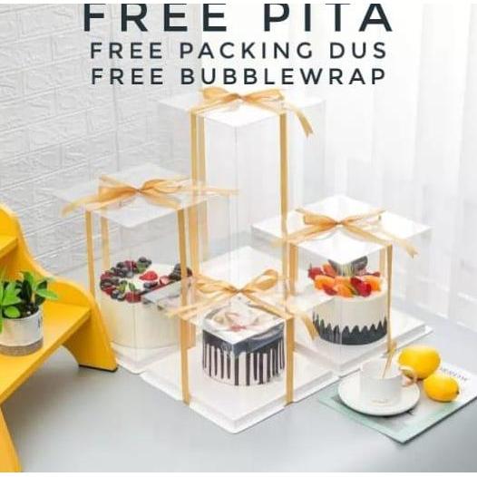 Kotak kue Kotak kue mika transparan Dus kue transparan Cake box KOTAK KADO ULANG TAHUN HANTARAN HAMP