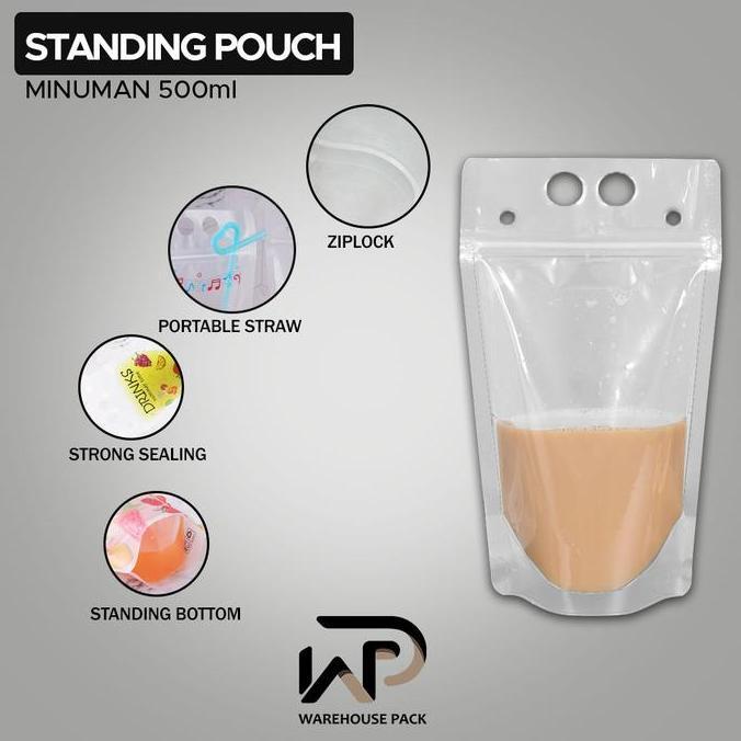 Standing Pouch Minuman 500 ML | Stand Up Drink Bag  | Kemasan Minuman