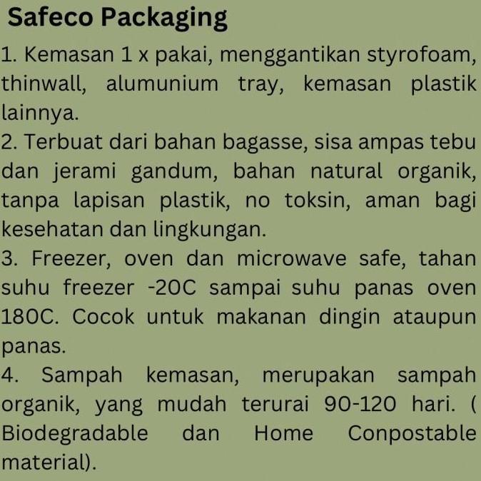Bagasse Safeco Wide 1350 ML Kotak Tempat Makanan Food Box  Kotak Tempat Makan Packaging Kemasan Kota