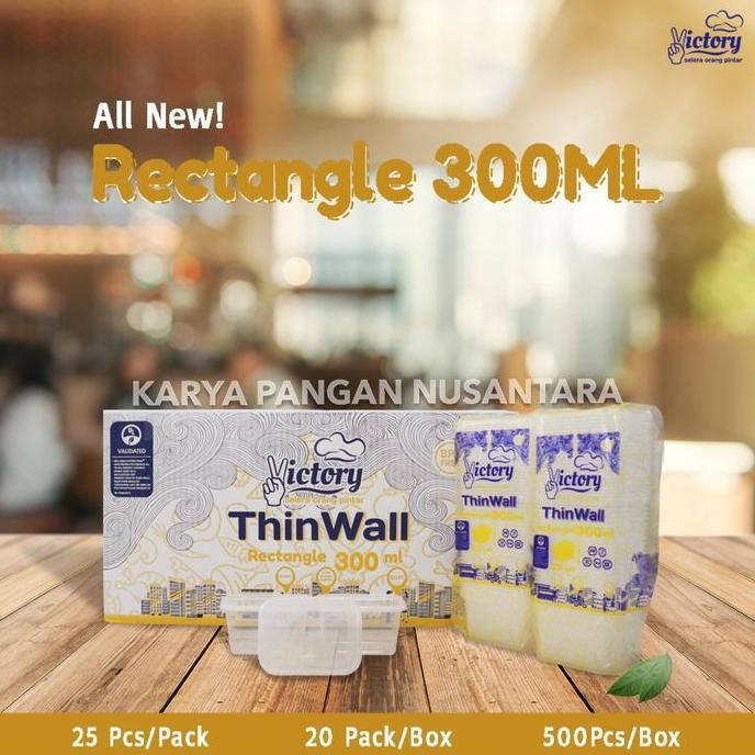 THINWALL VICTORY RECTANGLE 300 ML KOTAK MAKAN BOX PLASTIK THIN WALL ECER PER PCS